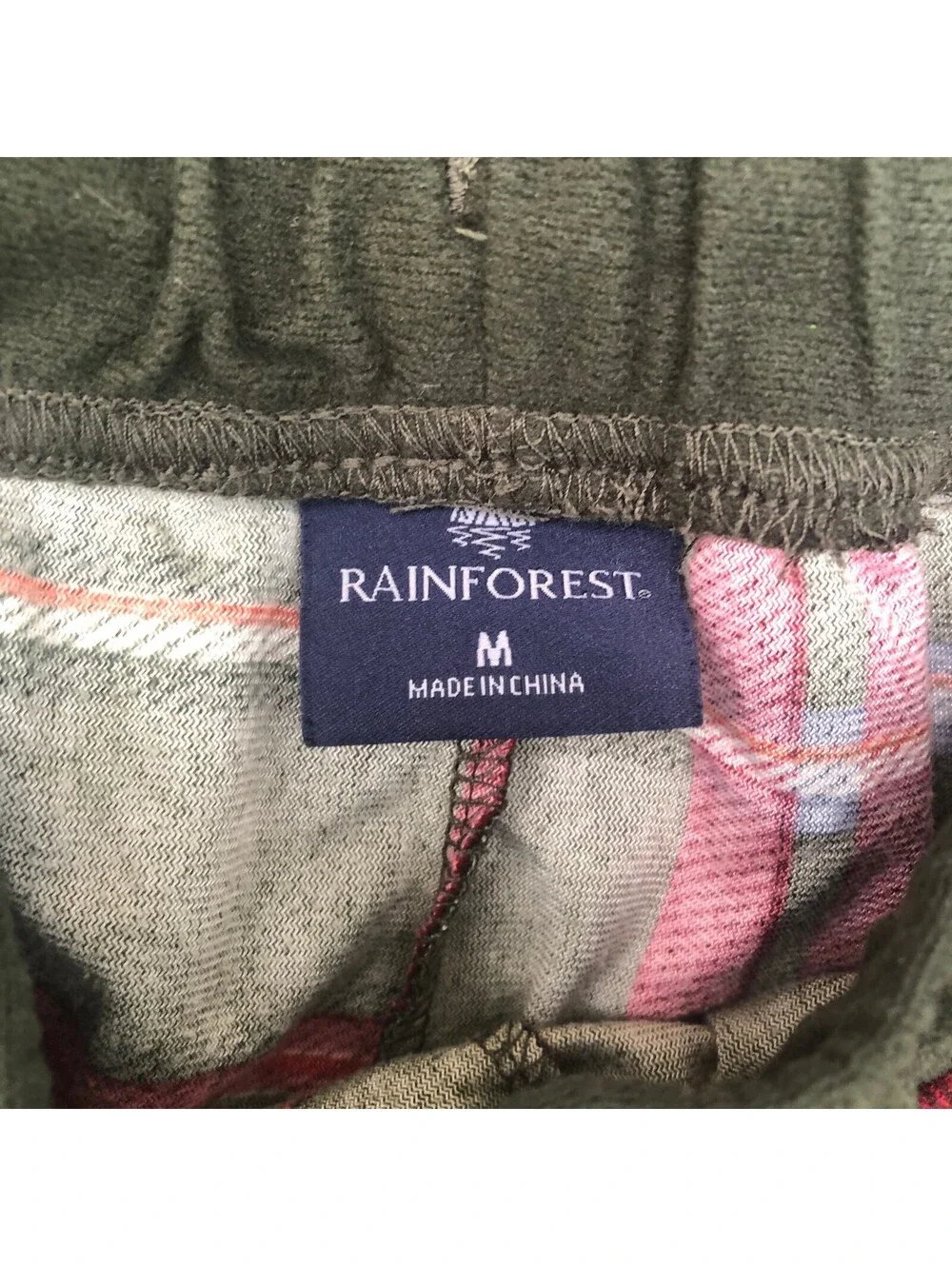 Men's Rainforest Plaid Lounge Pants with Drawstring Waist, Size M